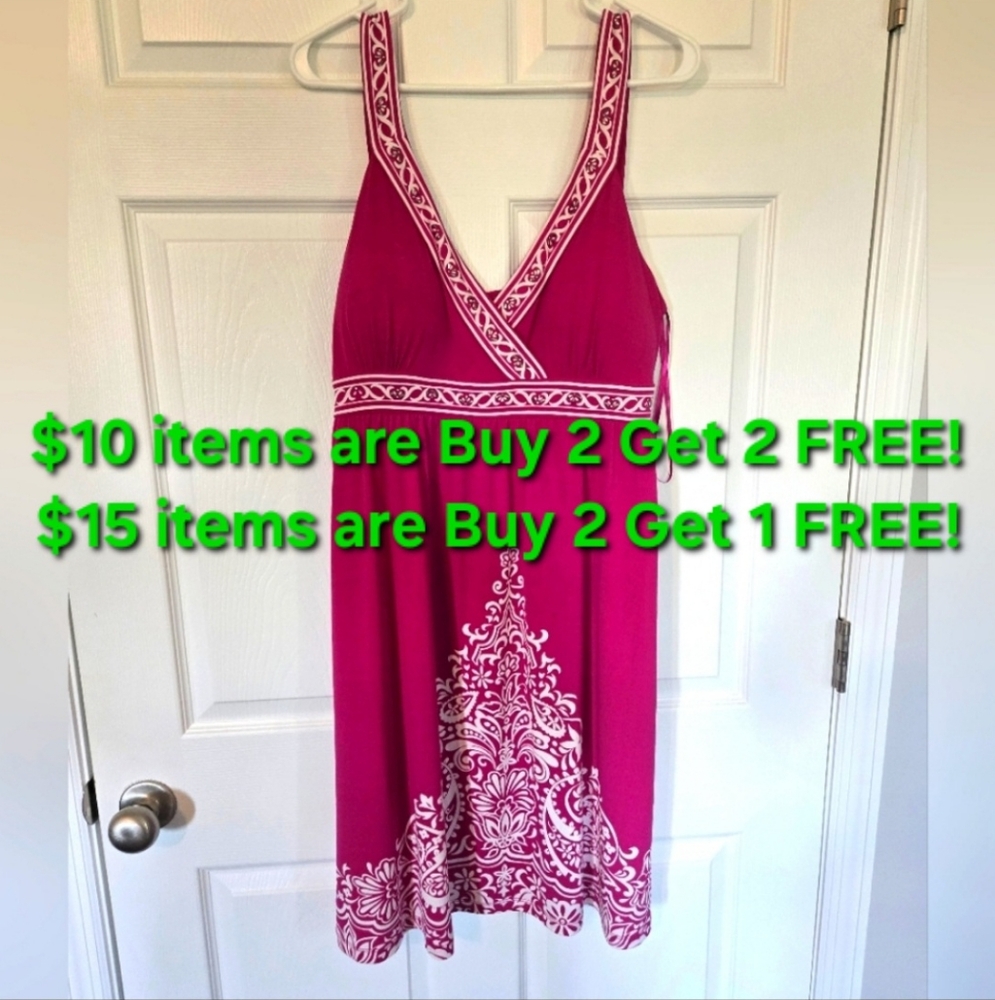 APT. 9 PINK AND WHITE DRESS WITH SILVER EMBELLISHMENTS